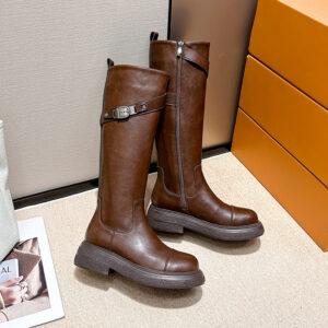 Women's Brown Knight Boots | Autumn/Winter Christmas Over Knee Leather Thick Bottom Boots | 2024 New Meilad Tall Boots