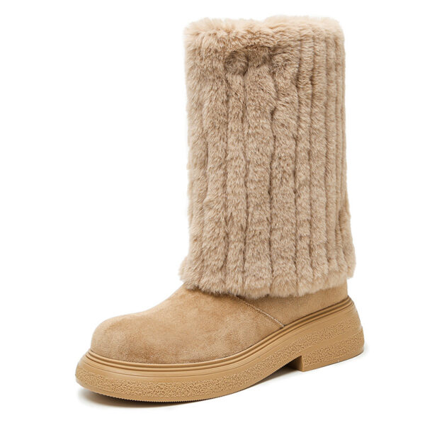 Iceland Winter Snow Boots for Women | Thick-Sole Platform Boots with Faux Mink Fur | Warm & Stylish Winter Footwear